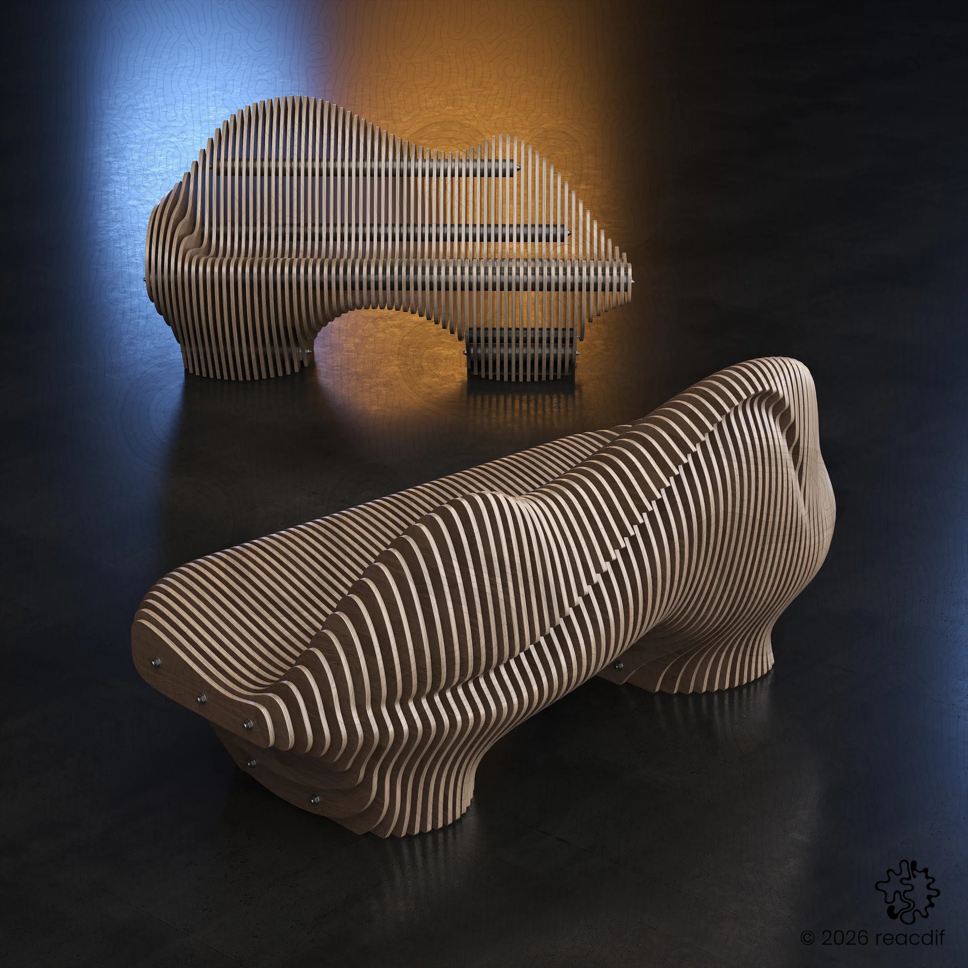 Parametric Sofa A-3 variant view 3 - digital cutting template detail