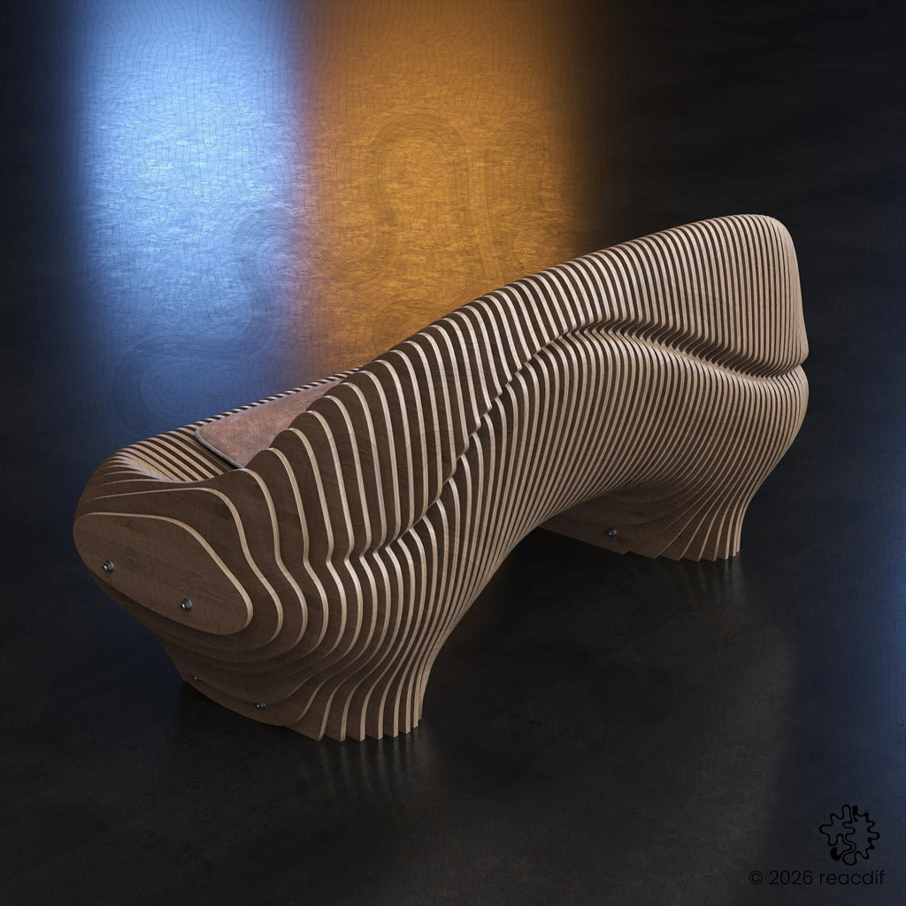 Parametric Sofa A-4 side profile demonstrating sculptural form and comfortable seating design with flowing organic lines