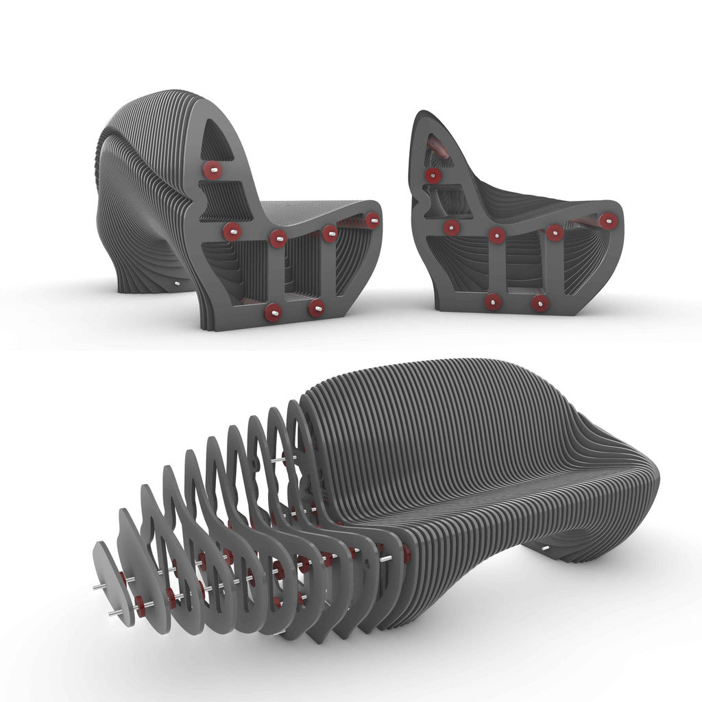 Parametric Sofa A-4 assembly instructions diagram showing step-by-step installation process and component arrangement for DIY makers