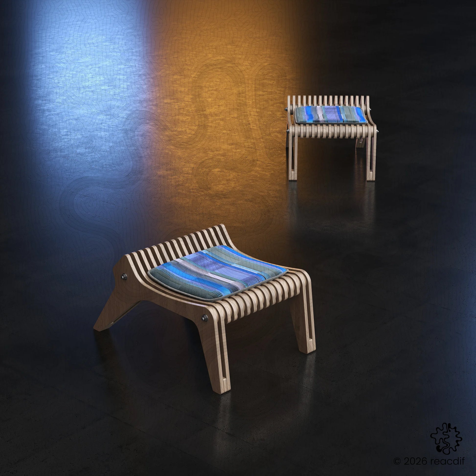 Parametric Stool A-1 variant A - contemporary stackable stool with parametric design