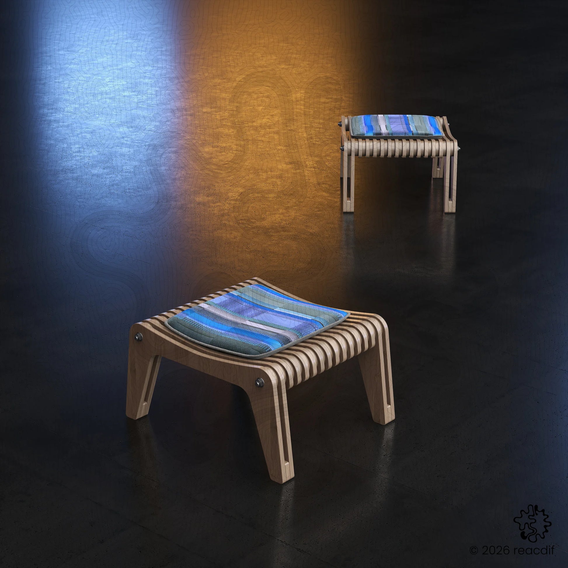 Parametric Stool A-2 variant A - contemporary stackable stool with parametric design