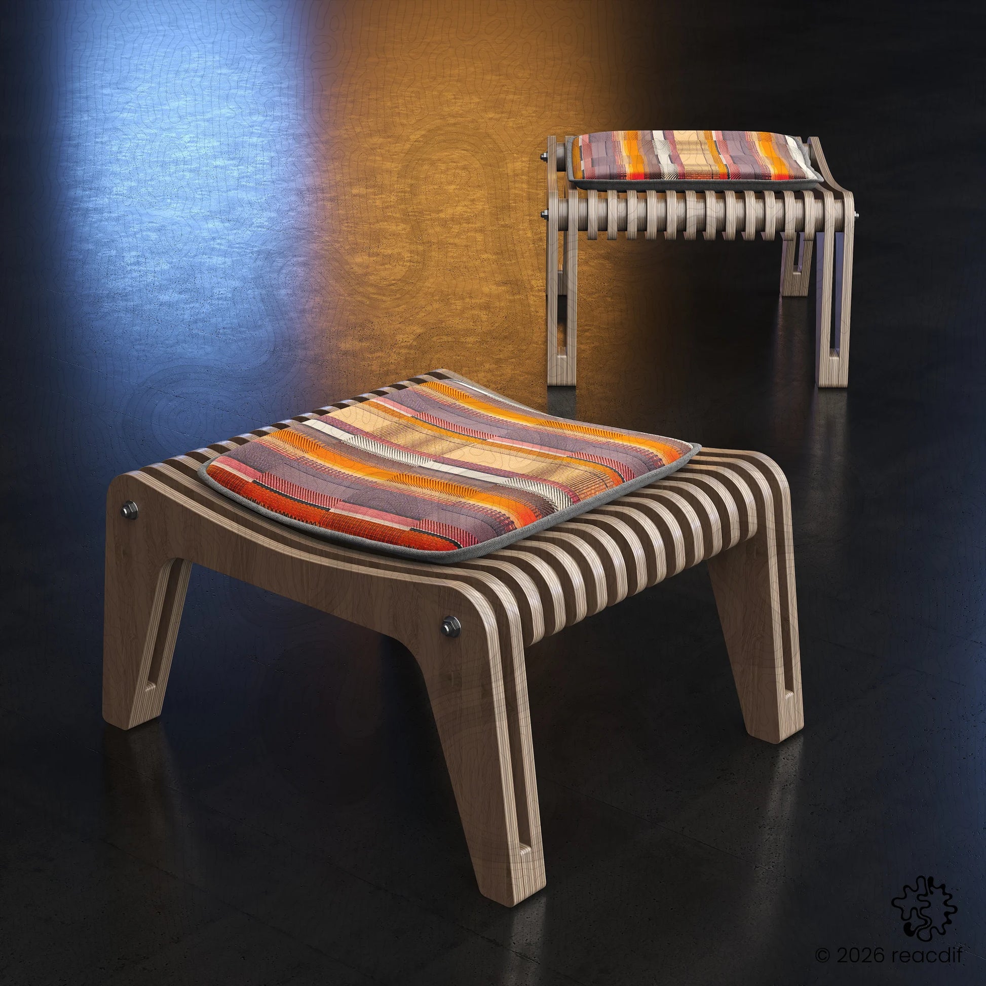 Parametric Stool A-2 modern compact stool design with sculptural form