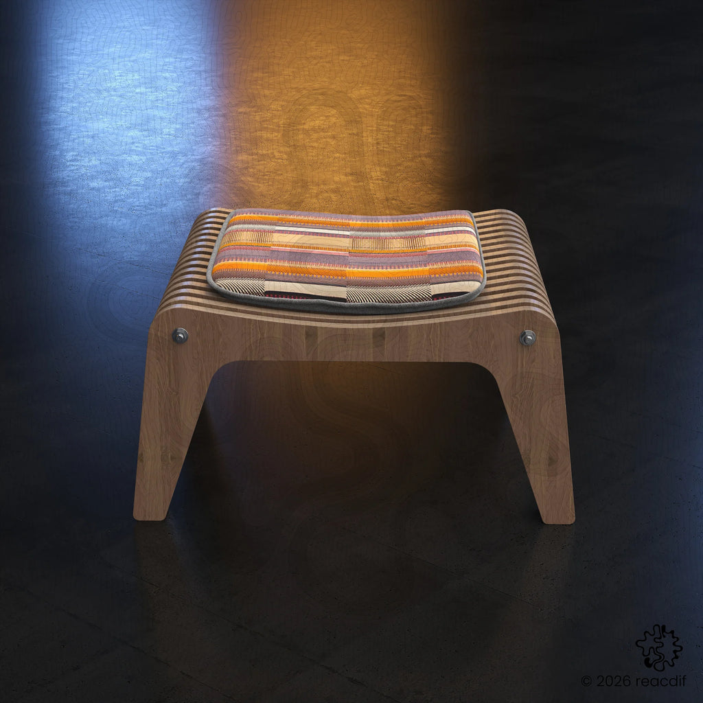 Parametric Stool A-2  isometric view - complete furniture design for makers and woodworker